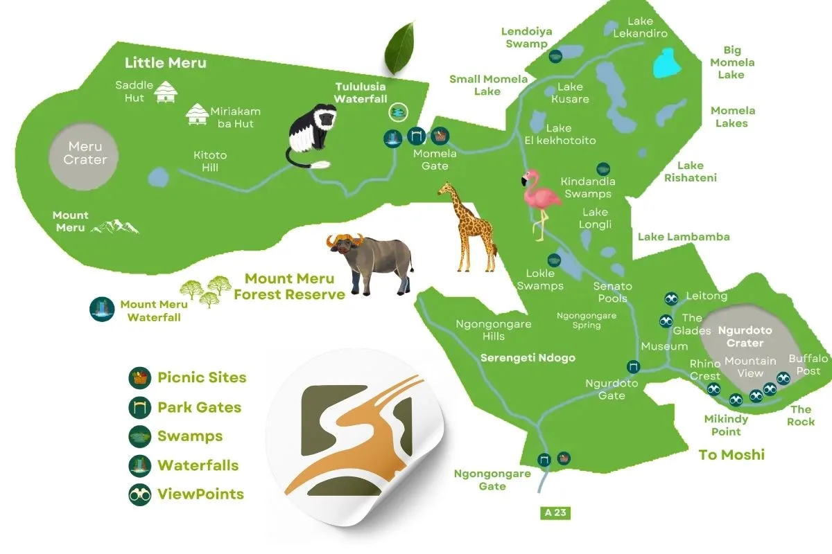 Arusha National Park Map - Tanzania Safari Experience