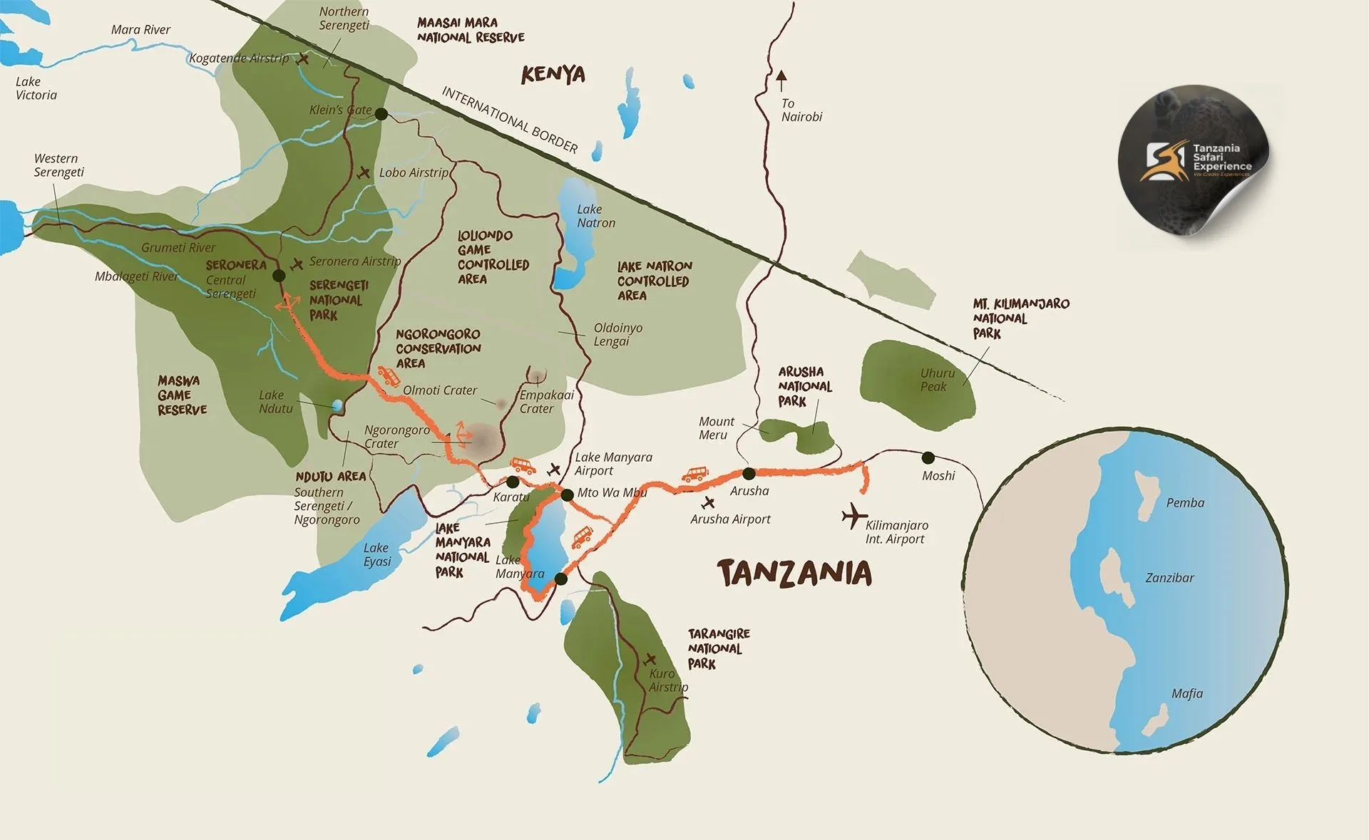 Northern Tanzania Safari Circuit Map