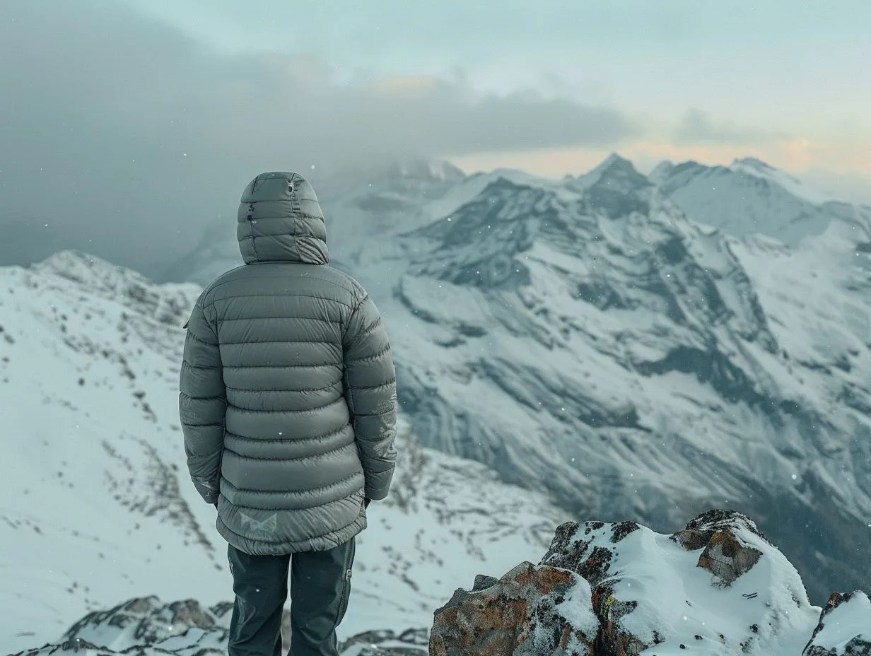 Essential Kilimanjaro summit gear including high-altitude down jacket and thermal layers.