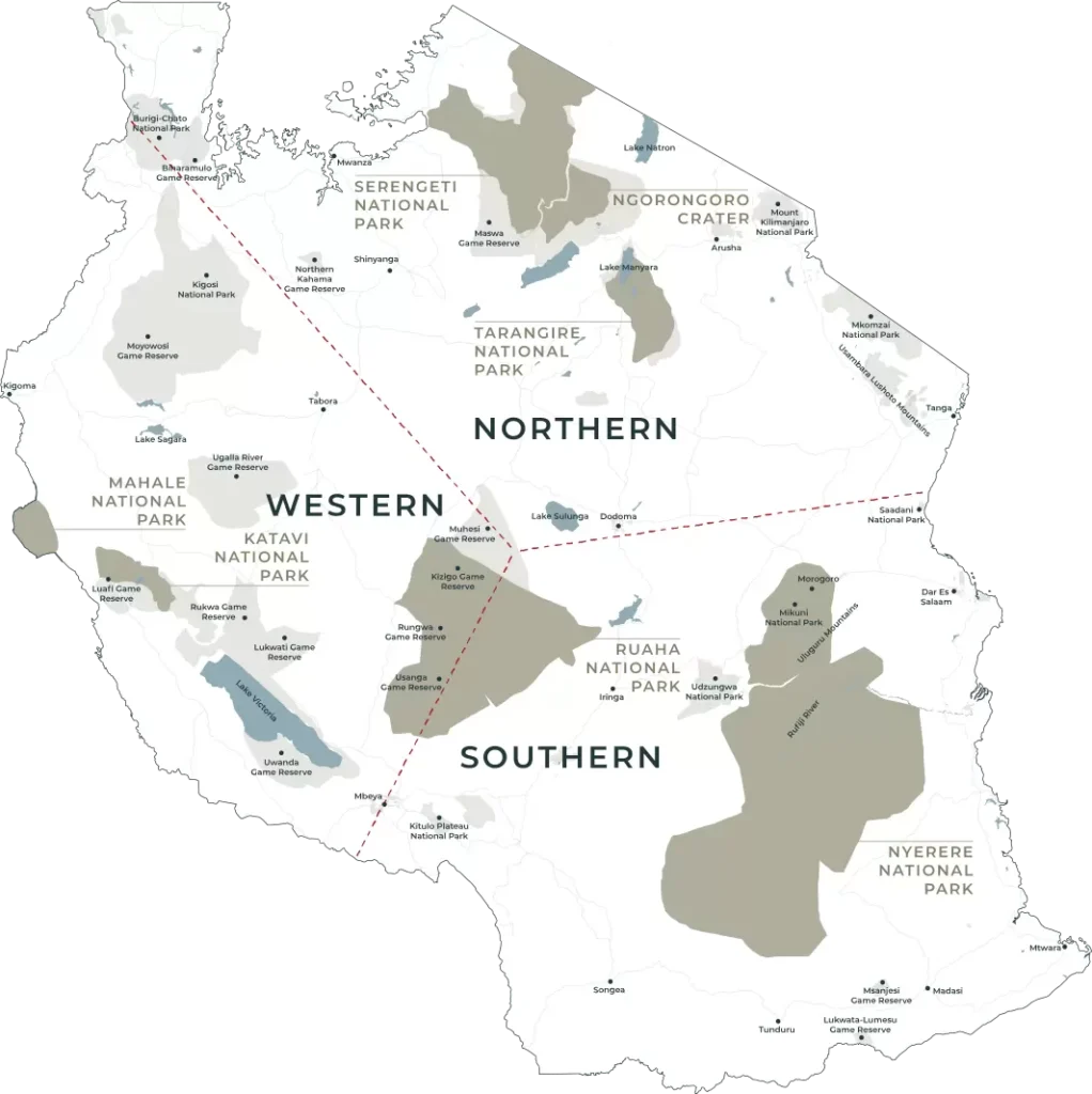 Eastern Safari Circuit Tanzania Safari Map