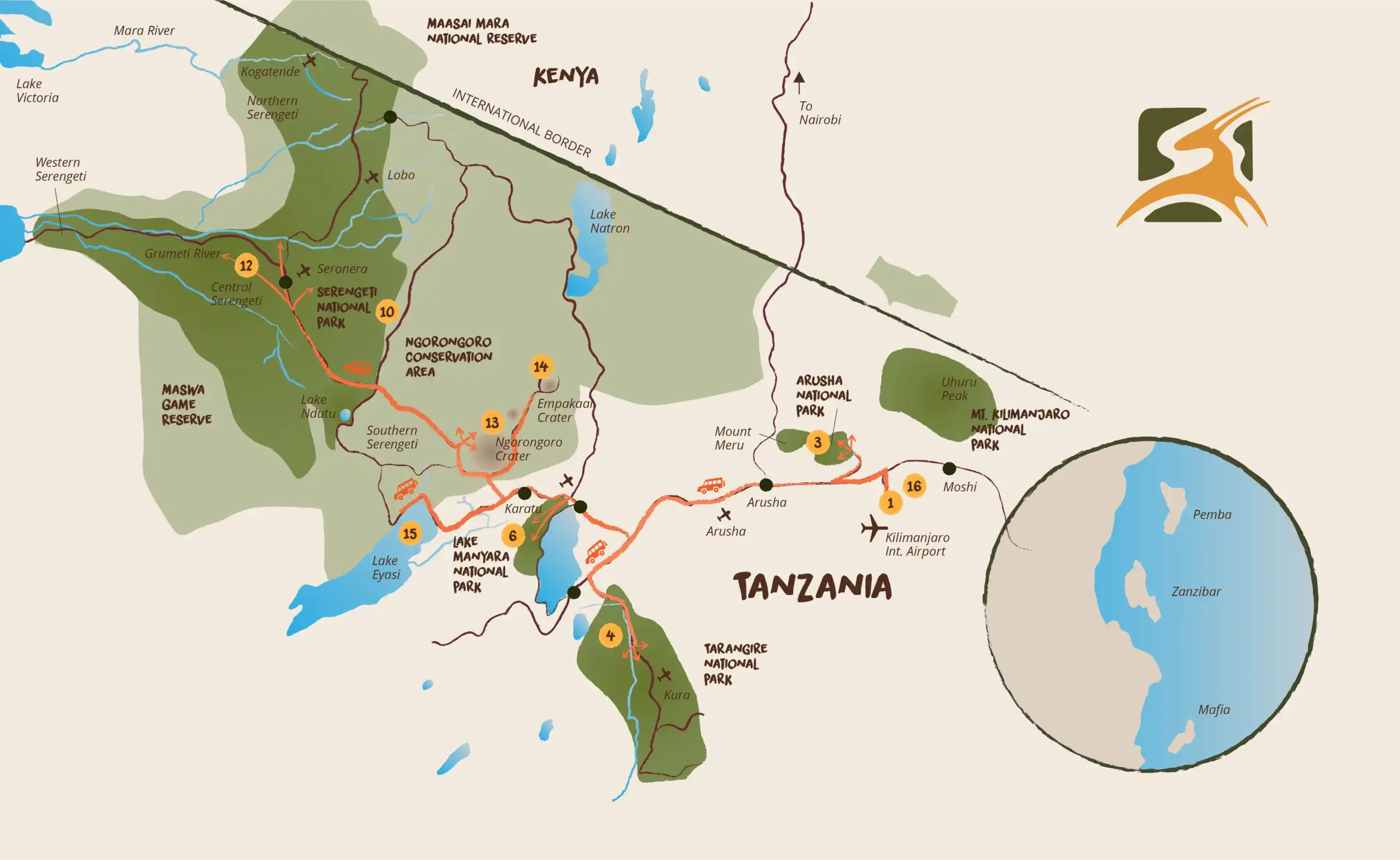 Understanding Tanzania's Safari Circuits (best choice) Northern Circuit Tanzania Safari Map