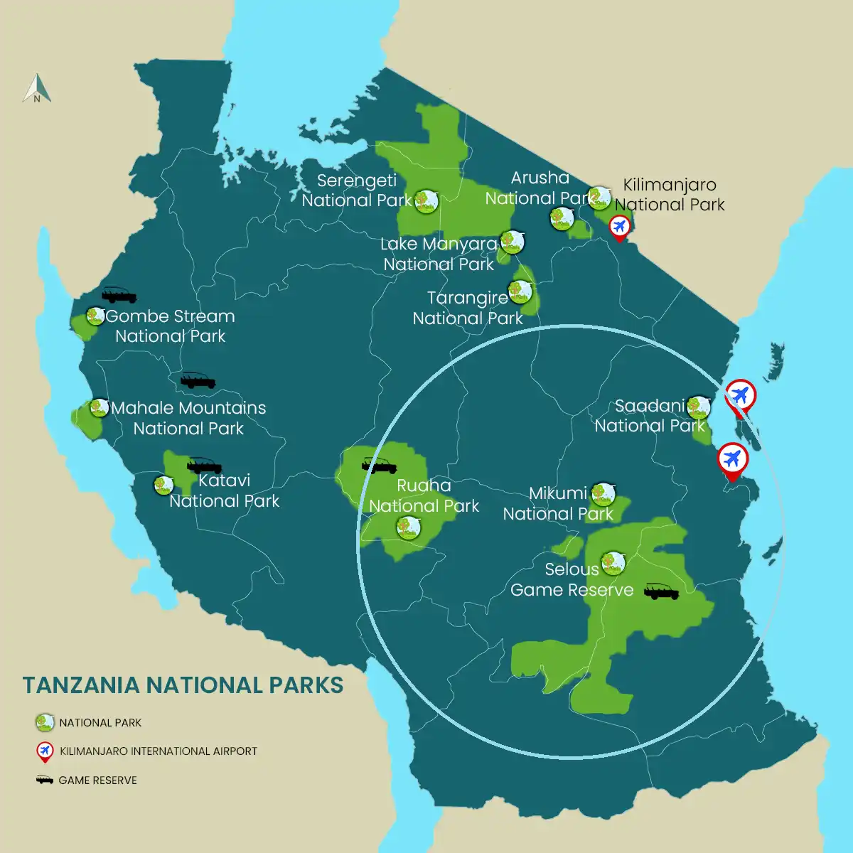 Understanding Tanzania's Safari Circuits (best choice) Southern Circuit Tanzania Safari Map