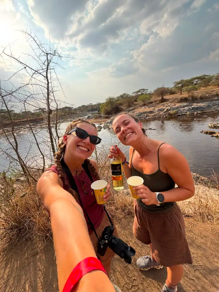 Lisa and Julie at the Hippo Pool in Serengeti National Park, Tanzania